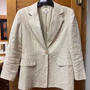 Talbots Womens Beige 100% Linen Blazer, Size: Petite 2, GUC